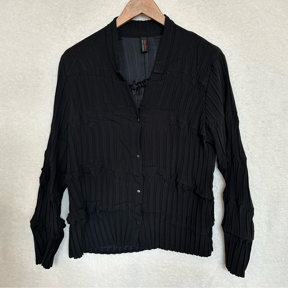 Double Collar Jacket (shirt) by Babette Style # 1K762 Small Black NWOT condition - Picture 4 of 12